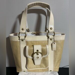 Coach Tan and Cream Shoulder Bag